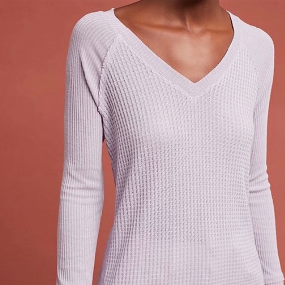 Anthro Maeve Pearson Purple Waffle Knit Tee Sweater - Picture 2 of 16